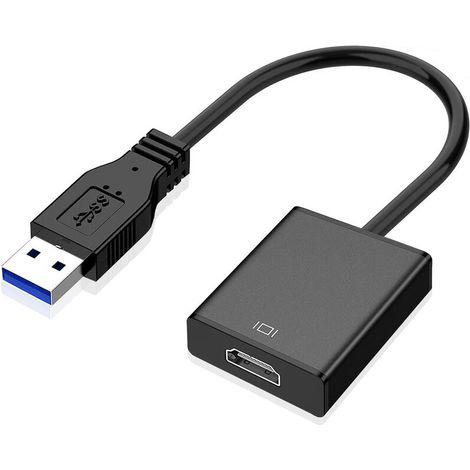 Adaptateur USB vers HDMI, adaptateur audio vidéo USB 3.0/2.0 vers HDMI, convertisseur de câble graphique vidéo HD 1080P pour PC, ordinateur portable HDTV TV compatible avec Windows XP/7/8/8.1/10 - Noi (1/5)