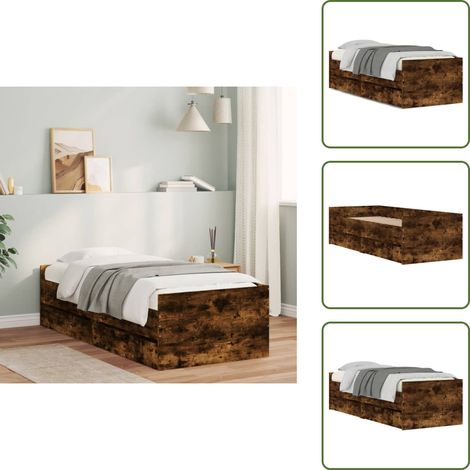 Bett mit Schubladen Räuchereiche 75x190 cm - Bettsofa - Holzbettrahmen - Schrankbett - Einzelbett - Jugendzimmer (1/5)