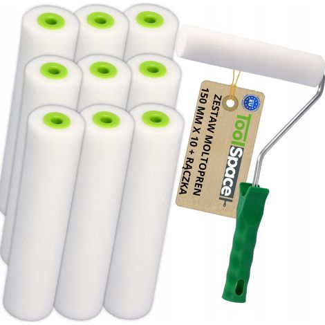 Rullo in spugna per pittura, 150 mm, in schiuma, per colori ad olio, mobili, piastrelle, 10 pezzi (1/5)