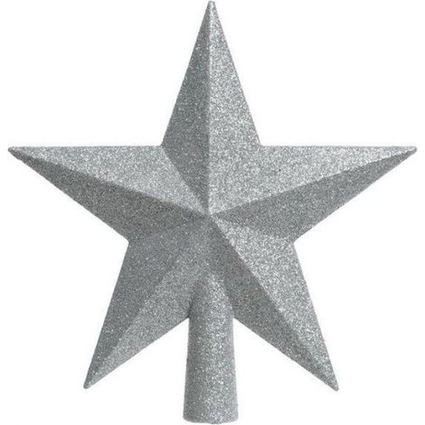 Étoile De Noël - En Plastique Argenté Avec Paillettes - Pour Décoration De Sapin Ou Intérieur - 20 cm (1/4)