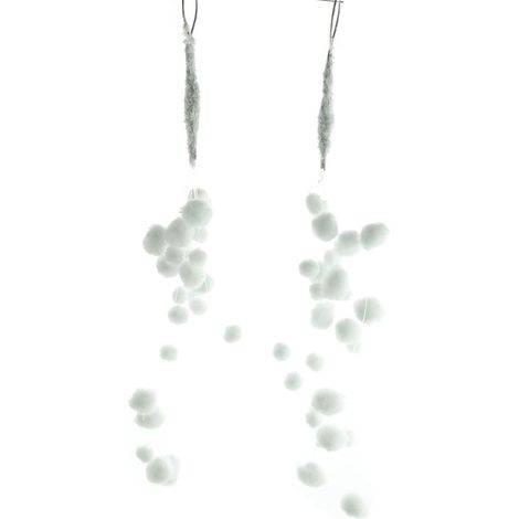 Weihnachtsdeko Miniatur-Schneeball-Anhänger Weiß 2 Stück - Kunststoff