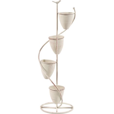 Soporte de metal para plantas de varios niveles con macetas en cascada estilo vintage beige Baneberry (1/5)
