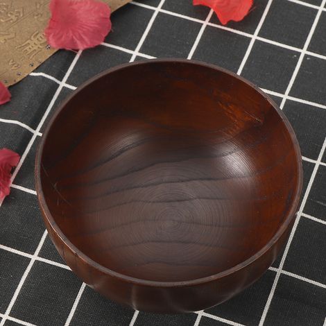 Bol en bois pour salade de fruits, nouilles, riz, ustensiles de cuisine, récipient alimentaire, vaisselle, grand 14 cm (1/4)