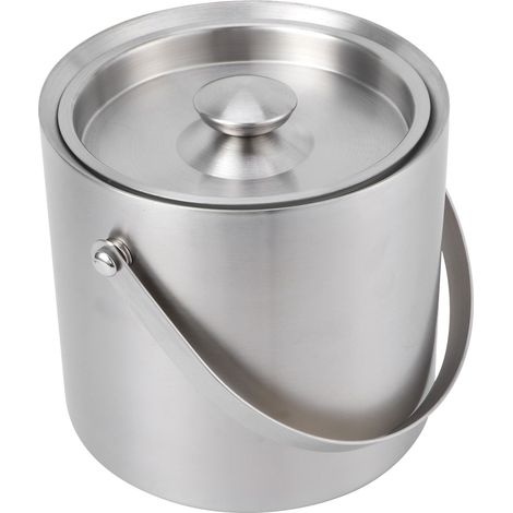 Seau à glace à double paroi en acier inoxydable, seau à vin, seau à champagne, seau à glace de bar, seau à glace portable avec couvercle, grande capacité 3L. (1/5)