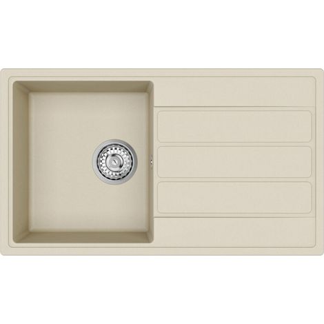 Swiss Aqua Technologies – Évier 1 bac 76x44 cm avec égouttoir réversible en granit – SATSINKGE3J – Surface non poreuse, 2 trous robinetterie pré-percés (1/3)