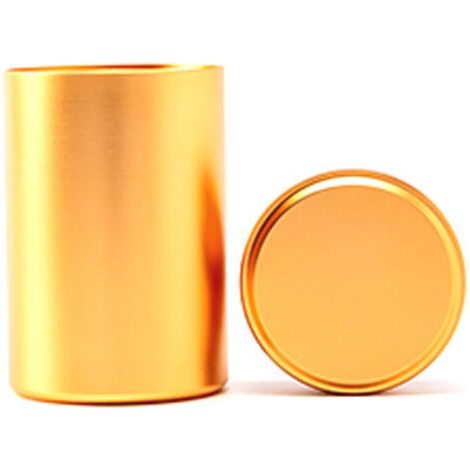 PA Runde Teedosen aus Aluminiumlegierung, Mini-tragbares versiegeltes Glas für Kaffee, Tee, Süßigkeiten, lose Teeblätter (Golden) (1/3)