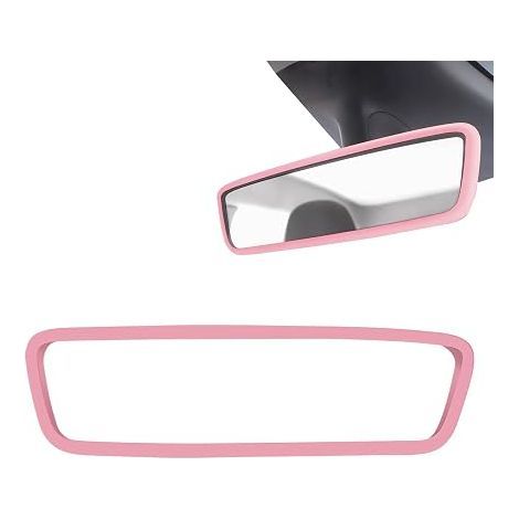Housse de Rétroviseur, Accessoire Voiture Intérieur, Protection Rétroviseur en Silicone, Cadre de Miroir de Voiture, Accessoires Voiture Rose (1/5)