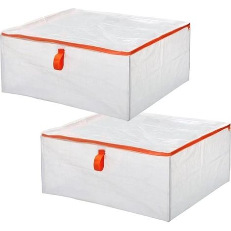 Juego de 2 bolsas de almacenamiento de 82 litros, impermeables, con doble cremallera, ideales para mudanzas, acampadas y ropa. (1/5)
