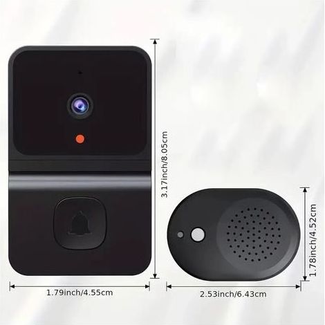 1 sonnette intelligente WiFi avec batterie intégrée – Caméra de sécurité sans fil avec audio bidirectionnel, prend en charge le WiFi 2,4 G pour la sécurité à domicile Design élégant en noir (1/5)