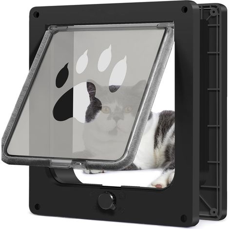 porte pour chat - Chatière solide intérieur-extérieur - Verrouillable 4 voies - Résistante - Installation facile (1/4)