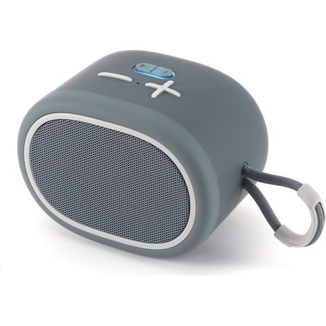 Enceinte Bluetooth portable - grise, stéréo, autonomie de 6 heures, indispensable pour les petites fêtes/courts séjours en camping.