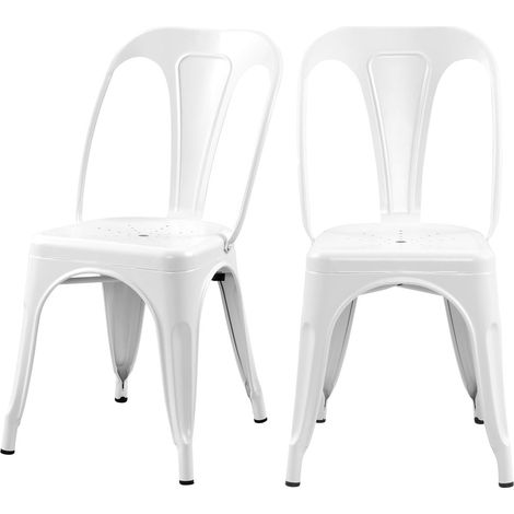 Lot de 2 chaises en métal blanc mat - INDUS
