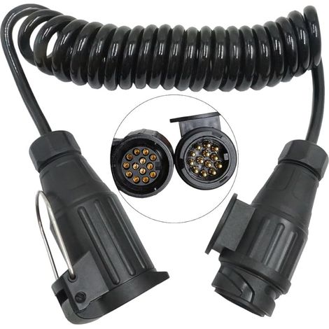 Rallonge Remorque Câble 13 Broches Extension Câble Rallonge Spirale 3m Faisceau Extension Rallonge Spirale Rallonge Prise Remorque 12V par Caravane Camion RV Tracteur Voiture Porte-Vélos (1/5)