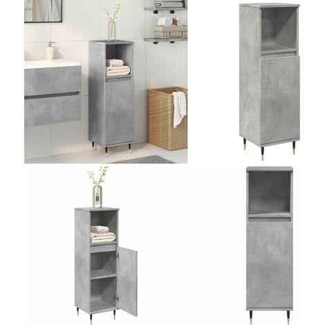 Armario de baño madera contrachapada gris hormigón 30x30x100 cm - Armario de baño madera - Armario de baño gris hormigón
