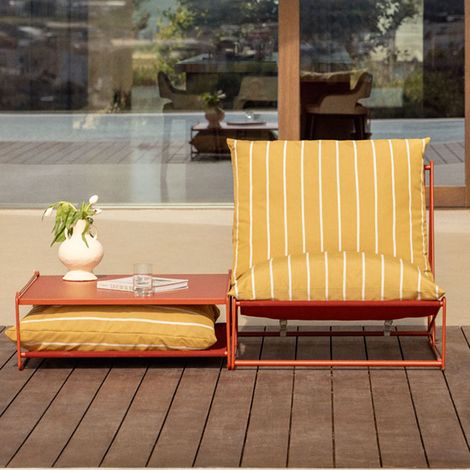 SKLUM Amaro Gartenset mit Schlafsessel und Beistelltisch Honiggelb - Rot Acryl