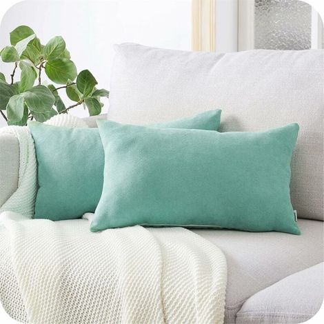 ZOLGINAH Taie d'oreiller 40x60 Lot de 2 Housse Coussin Bleu en Chenille Doux Decoration Chmabre Ado Maison Salon de Coussin Canapé Lit Fauteuil de Bureau Scandinave Voiture de Couleur Uni (1/5)