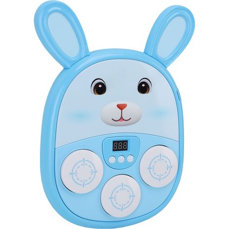 Machine de boxe musicale en forme de lapin, jouet mignon à fixer au mur, pour enfants, bleue. (1/5)