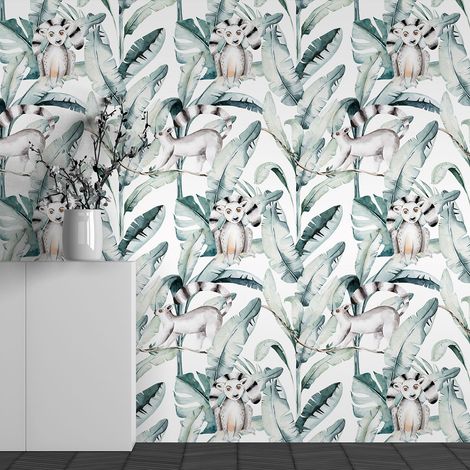 Papier peint panoramique Enfants - Motif Lémuriens - 130 cm x 81 cm (1/3)
