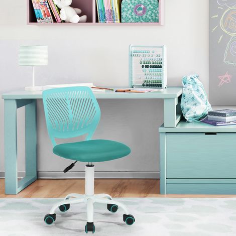 Chaise de Bureau, Chaise pivotante sans accoudoirs, Chaise de Bureau réglable en Hauteur, Chaise de Travail pour Bureau, Chambre à Coucher, Salle d'étude, Turquoise (1/5)