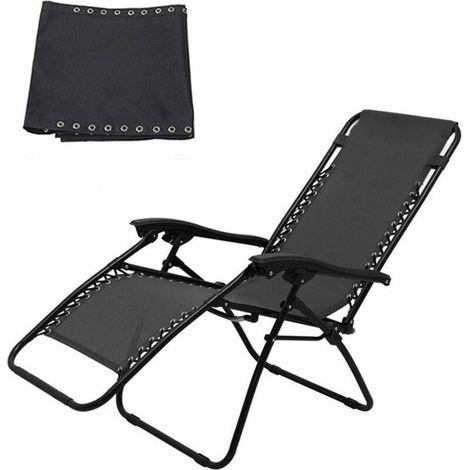 Housse de mobilier de jardin, toile de rechange universelle pour transat, respirante et résistante, toile noire 160 x 43 cm - (1/5)