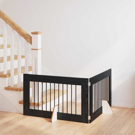 vidaXL Cancello per cani con supporti 2 pcs Rovere Nero 100 x 60