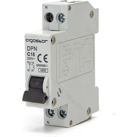 INTERRUPTOR MAGNETOTÉRMICO 16A 1P+N 230V Módulo Din Rail (1/5)