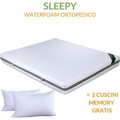 EVERGREENWEB - Materasso Matrimoniale 170x195 Alto 20 cm + COPPIA CUSCINI in Memory Foam INCLUSI Lastra in Water Foam Ortopedico Rivestimento SFODERABILE Lavabile Effetto MASSAGGIANTE per Reti e Letti (1/5)