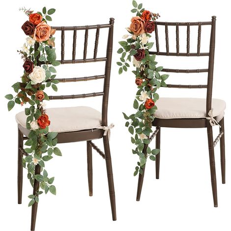 Blumenschmuck für die Trauung, Stuhldekoration, Blumenschmuck für den Traugang, Bankdekoration in Orange (1/2)