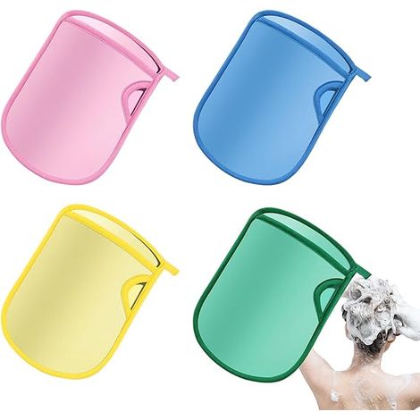 Set di 4 guanti da doccia riutilizzabili e ad asciugatura rapida per bambini e bambine.