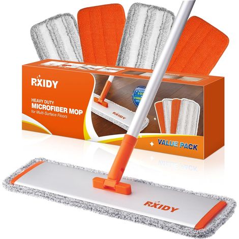 Balai Serpillère Professionnel Balais Nettoyer Sol avec 4 Tampons Lavables s Serpillere Balai pour Le Bois Dur, Le Stratifié, Le Bois (1/5)