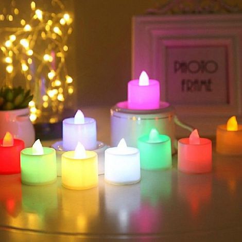 Lot de 24 bougies LED multicolores (couleurs aléatoires), fausses bougies, bougies électriques à piles, bougies LED pour Noël, Pâques, chambre, mariage (1/5)