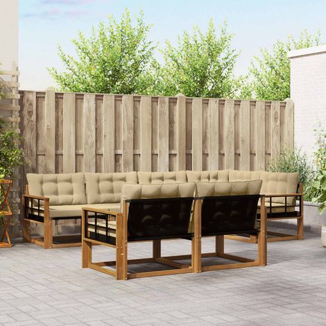 vidaXL Ensemble de canapés d'extérieur 7 pc Naturel et Beige (1/5)