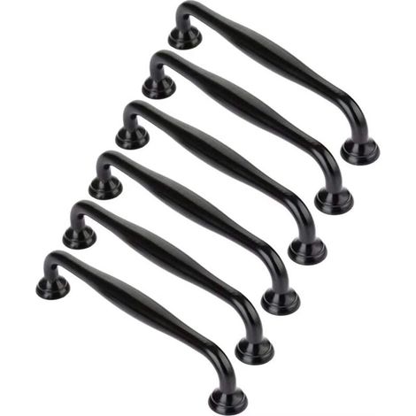 Black cabinet handles, minimalist cabinet door handles made of durable Ziny alloy for kitchen cabinet drawers (black hole distance: 96 mm) (1/2)