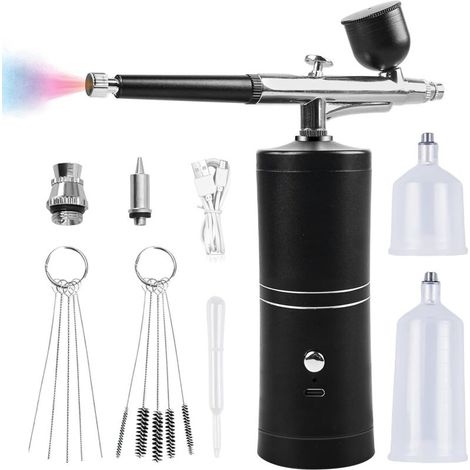 Kabelloses Airbrush-Set, tragbare Airbrush-Pistole, wiederaufladbares Airbrush-Set, kabellose Airbrush mit Kompressor, für Nageldesign, Tortendekoration und Make-up