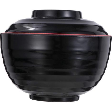 Lot de 2 petits bols japonais avec couvercle, bols à miso, bols à soupe et bols à fondue.-15.00X15.00X11.50CM (1/2)