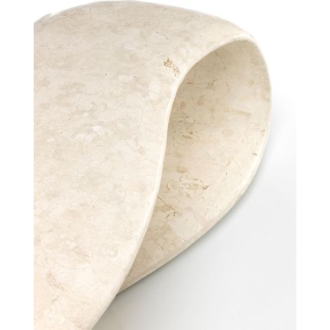 Tavolino Porta TV Scarf - Base Ovale in Pietra Fossile White Agata e Struttura in Compensato Marino Rinforzato, 123x60x34 cm - Design (1/3)