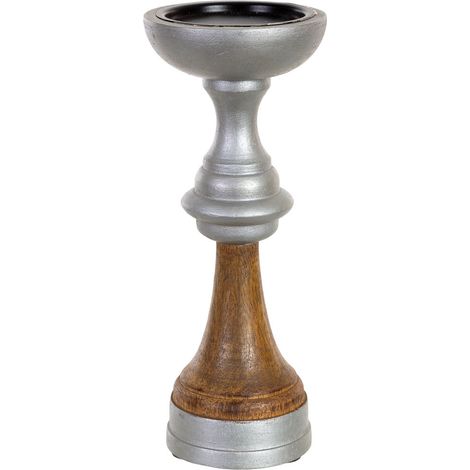 Candelabro de madera marron 10x10x25h cm