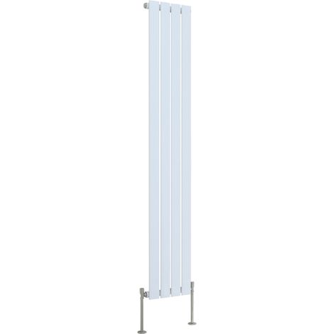 White Radiator Flat Panel Central Heating Rads with Angle Square Valve Vertical Single 1600x272mm