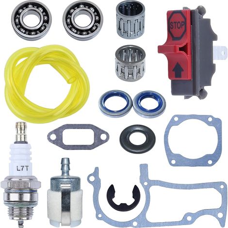 LinDuxe 15 pezzi Kit di guarnizioni per cilindro, carter, marmitta, paraolio, cuscinetto albero motore per motosega Husqvarna 362 365 371 372 372XP Parti di ricambio con rondella, frizione, cuscinetto (1/4)