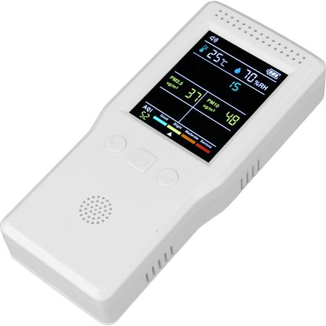 9-in-1-Luftqualitätsmonitor, hochpräzise, multifunktionales Handmessgerät mit HCHO-Tester für Babyzimmer und Krankenhäuser, weiß (1/5)