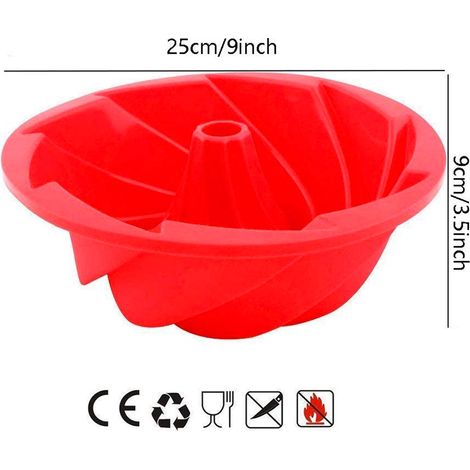 23 cm (9 Zoll) große, antihaftbeschichtete, spiralförmige Silikonformen für Kuchen, 3D-Brot und große Gebäckformen. (1/5)
