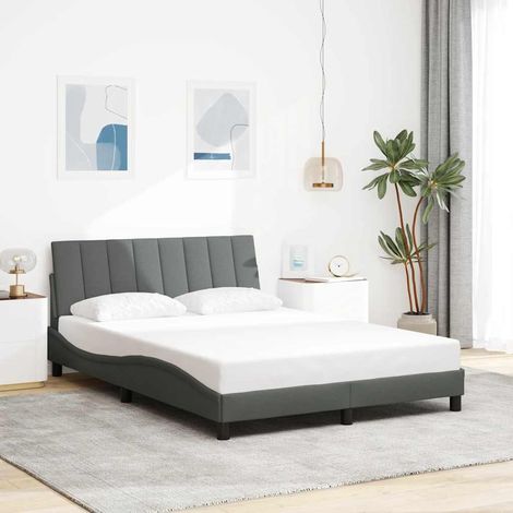 Bettgestell ohne Matratze "Hanko" Dunkelgrau 140x190 cm Stoff (1/5)