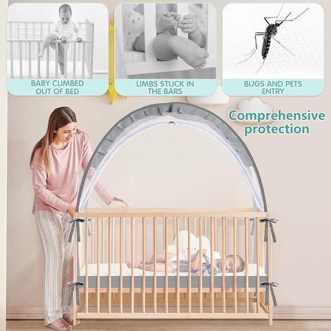 Tente de lit escamotable pour empêcher bébé de sortir du lit, fermeture éclair autobloquante, housse de lit, filet de sécurité, moustiquaire pour lit (1/5)