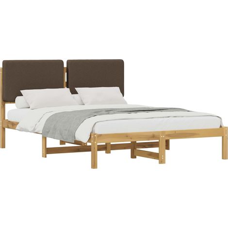 Estructura de Cama con Cabecera Tapizada Blanco lavado y topo vidaXL (1/5)