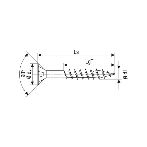 Vis bois Filetage total Tête fraisée Pozidriv® PZ 2 Pointe 4CUT Zingué jaune sans chrome 6 YELLOX 4 x 35 mm - SPAX