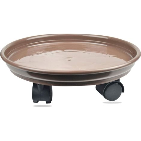 Bac à plantes gris de 30,5 cm, 1 lot de chariot à roulettes pour pot de fleurs rond pour intérieur (1/5)