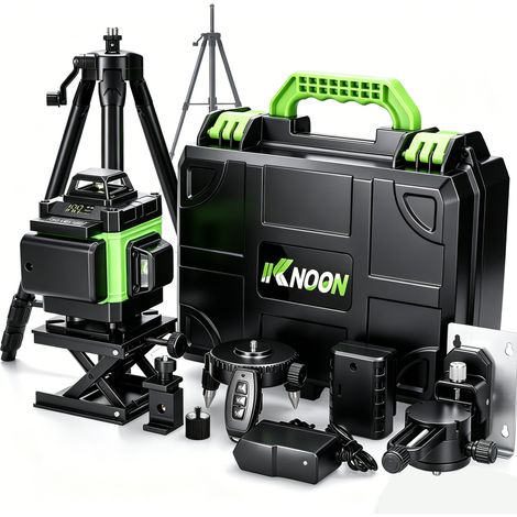 KKmoon Kit Niveau Laser 16 Lignes Autonivelant, Trépied Réglable 1.2m 3 Hauteurs Inclus, Outil De Nivellement Étanche Pour Rénovation Maison, Livraison Locale En France (1/5)