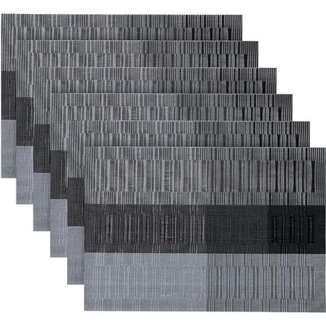 Set mit 6 abwaschbaren, rutschfesten und hitzebeständigen PVC-Tischsets, leicht zu reinigen und zu verstauen, 45 cm x 30 cm (1/5)
