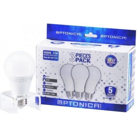 Pack de 3 ampoules e27 15w blanc neutre - optonica 7514004 7514004 (1/2)