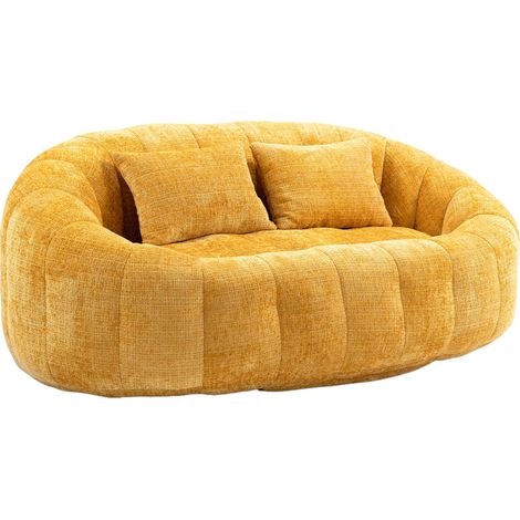 CHICFURN Divano pouf 2 posti 145x95x63 cm in ciniglia gialla, senza montaggio (1/5)